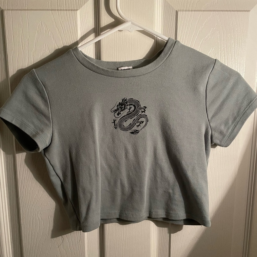 garage clothing crop top, size small, color is greenish